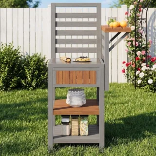 Tuinkast hout buitenkeuken 74 x 54 x 149 cm natuurlijk