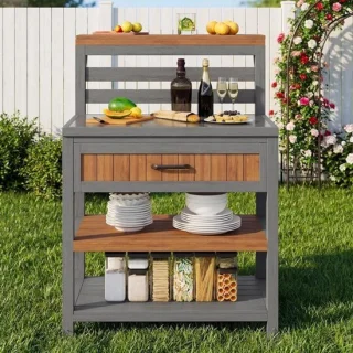 Tuinkast hout dressoir 80 x 725 x 123 cm natuurlijk