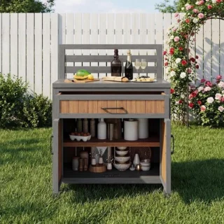Tuinkast van hout - Buitenkast grillstation - 80x51x119cm