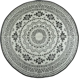 Tuintapijt Rond 180 x 180 cm Zwart/Grijs