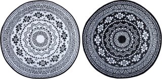 De Tuintapijt Rond 180 x 180 cm Zwart/Grijs in één oogopslag