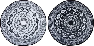 Tuintapijt Rond 180 x 180 cm Zwart/Grijs