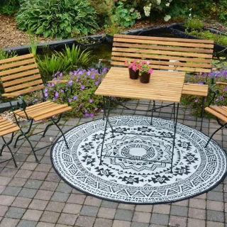 Tuintapijt Rond 180 x 180 cm Zwart/Grijs