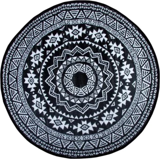 Tuintapijt Rond 180 x 180 cm Zwart/Grijs
