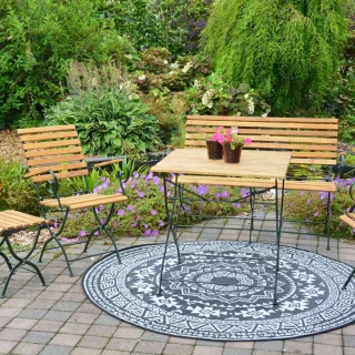 Tuintapijt Rond 180 x 180 cm Zwart/Grijs