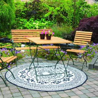 Tuintapijt Rond 180 x 180 cm Zwart/Grijs
