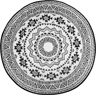 Tuintapijt Rond 180 x 180 cm Zwart/Grijs