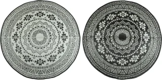 Tuintapijt Rond 180 x 180 cm Zwart/Grijs