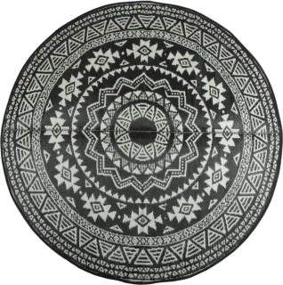 Tuintapijt Rond 180 x 180 cm Zwart/Grijs