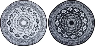 Tuintapijt Rond 180 x 180 cm Zwart/Grijs
