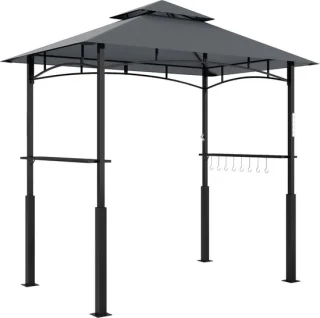 Tweelaags barbecuepaviljoen tuinoverkapping 240 x 150 x 250 cm donkergrijs