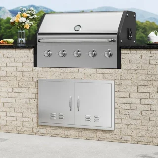 Universeel Buitenkeuken Inbouwdeur RVS Dubbel 91,4 x 53,4 cm