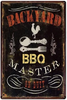 UOOPAI achtertuin BBQ master metalen tin teken