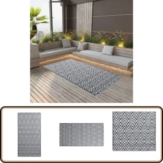 vidaXL Arakil Buitenkleed 120x180 cm wit/zwart