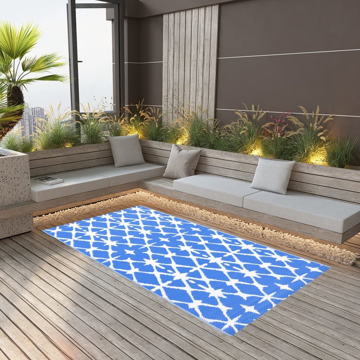 Wat vinden we goed aan de vidaXL ARAKIL Buitenkleed 160x230 cm blauw wit