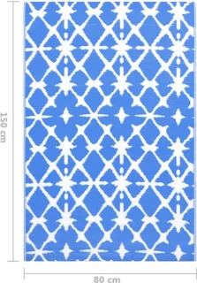 vidaXL ARAKIL Buitenkleed 80x150 cm Blauw/Wit