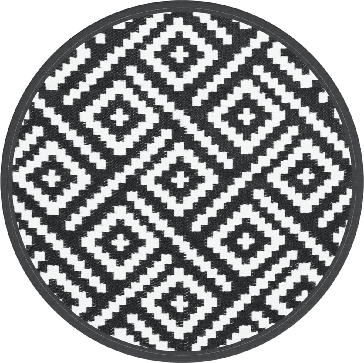 De vidaXL Arakil buitenkleed Ø200 cm wit/zwart polypropyleen in één oogopslag