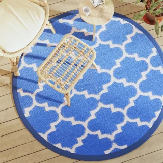 vidaXL ARAKIL Buitenmat Ø160 cm Blauw Polypropyleen