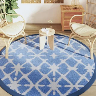 vidaXL ARAKIL Buitenmat Ø200 cm Blauw Wit