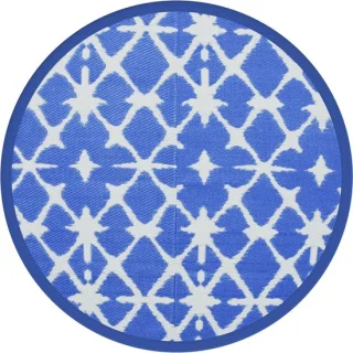 vidaXL ARAKIL Buitenmat Ø200 cm Blauw Wit