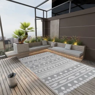 vidaXL Arakil buitenspeelkleed 190x290 cm wit/zwart