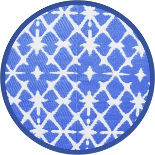 vidaXL ARAKIL buitentapijt Ø160 cm blauw-wit polypropyleen