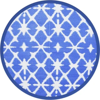 vidaXL ARAKIL buitentapijt Ø160 cm blauw-wit polypropyleen