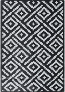 vidaXL Buitenkleed 140x200 cm Wit/Zwart Polypropyleen
