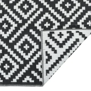 vidaXL Buitenkleed 140x200 cm Wit/Zwart Polypropyleen