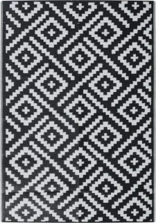vidaXL Buitenkleed 140x200 cm Wit/Zwart Polypropyleen