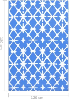 vidaXL Buitenkleed ARAKIL 120x180 cm blauw-wit