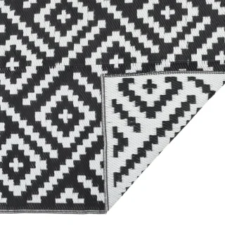 vidaXL Buitenkleed ARAKIL 80x250 cm Polypropyleen Wit/Zwart