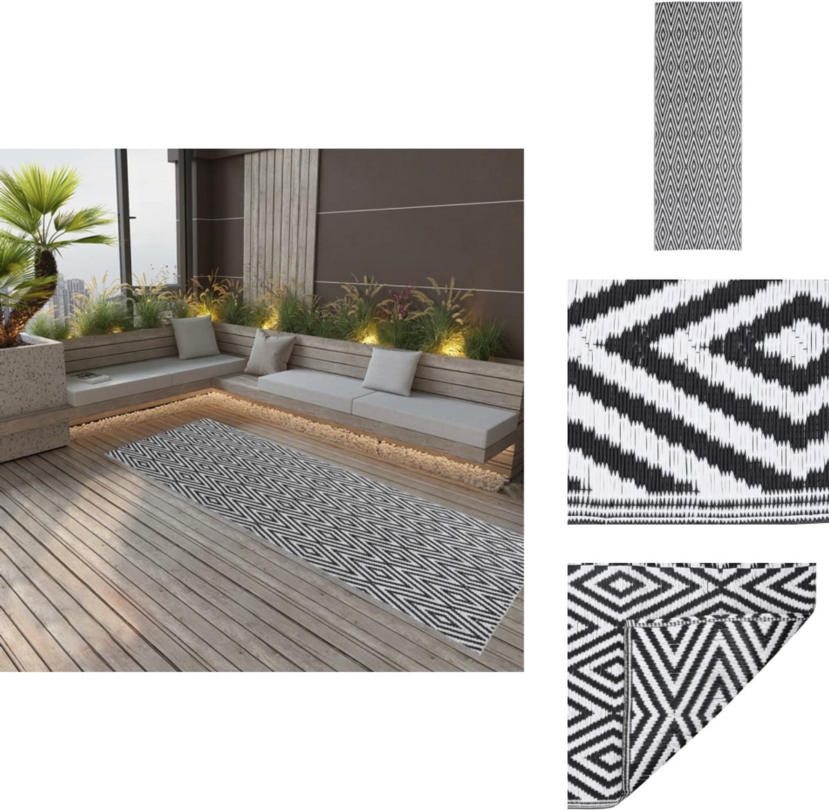 De vidaXL Buitenkleed ARAKIL 80x250 cm zwart polypropyleen in één oogopslag