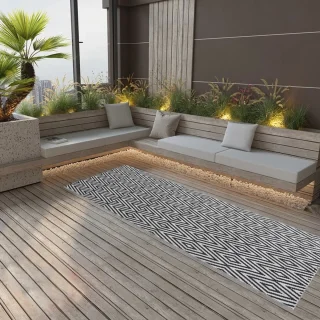 vidaXL Buitenkleed ARAKIL 80x250 cm zwart polypropyleen