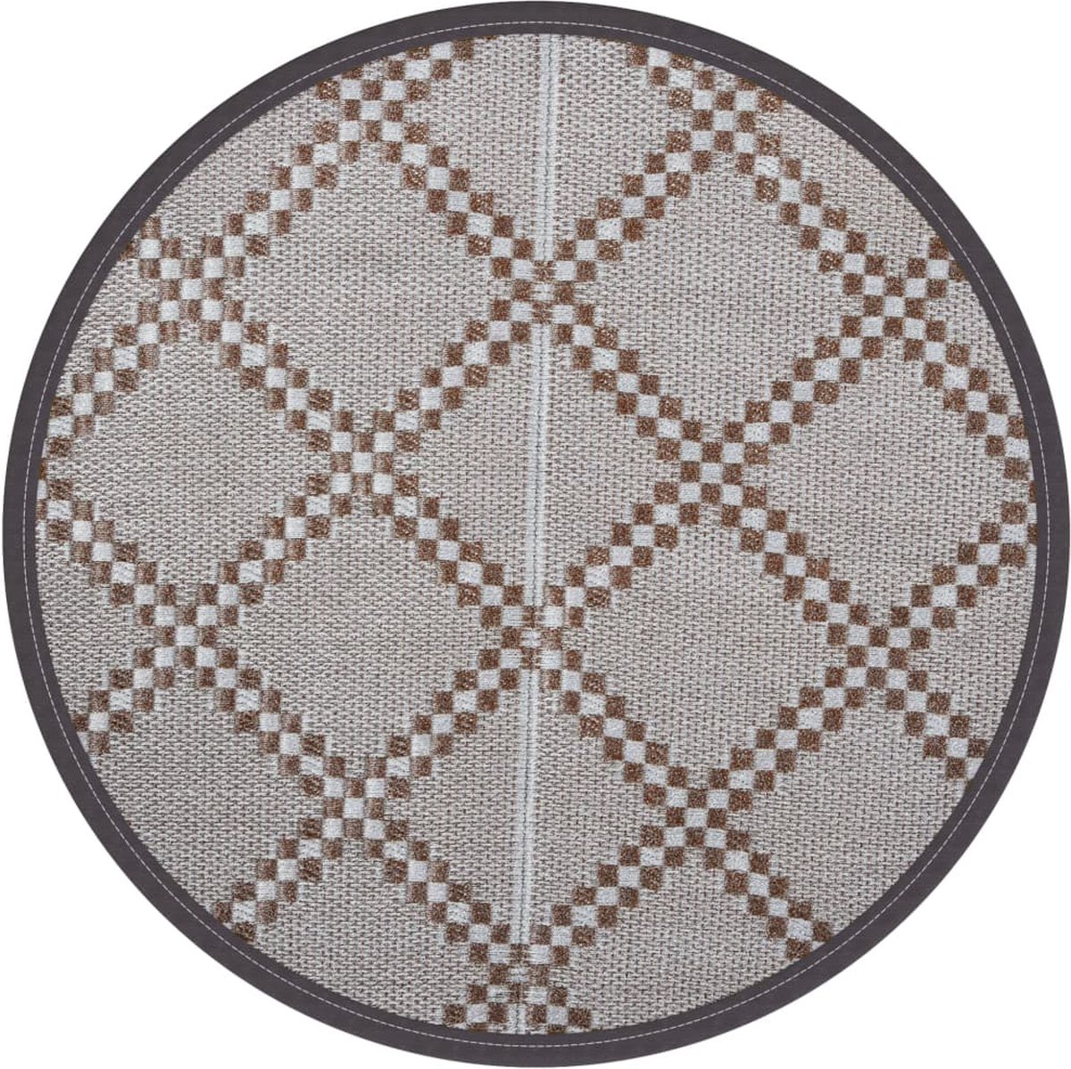 De vidaXL Buitenkleed ARAKIL Ø120 cm bruin in één oogopslag