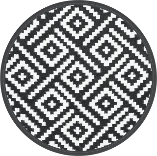vidaXL Buitenkleed ARAKIL Ø120 cm wit-zwart