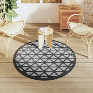 vidaXL Buitenkleed Ø120 cm Zwart Polypropyleen