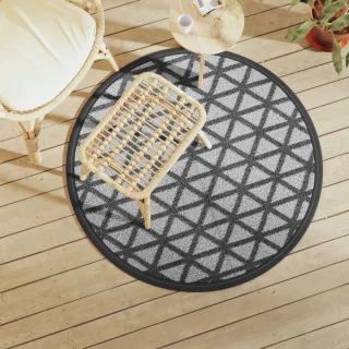 vidaXL Buitenkleed Ø120 cm Zwart Polypropyleen