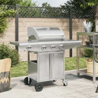 vidaXL Gasbarbecue 4 branders roestvrij staal zilver