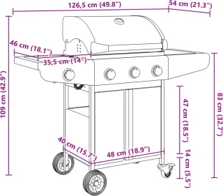 vidaXL Gasbarbecue 4 branders roestvrij staal zilver