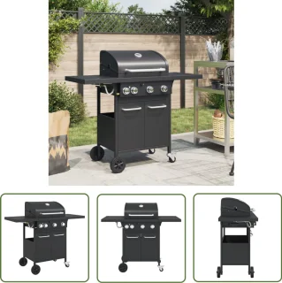 vidaXL Gasbarbecue 4-branders zwart