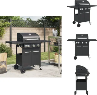 vidaXL Gasbarbecue 4-branders zwart