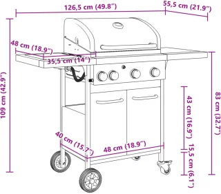 vidaXL Gasbarbecue 4-branders zwart