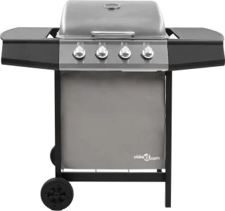 vidaXL Gasbarbecue 4 branders zwart/zilver