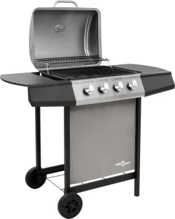 vidaXL Gasbarbecue 4 branders zwart/zilver