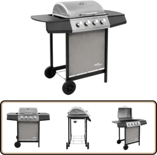 vidaXL Gasbarbecue 4 branders zwart/zilver