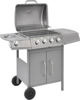 vidaXL Gasbarbecue 4+1 branders zilver