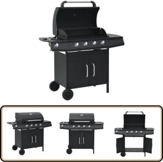 vidaXL Gasbarbecue 4+1-pits Staal Zwart review