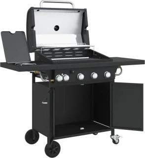 vidaXL Gasbarbecue 5 branders staal zwart