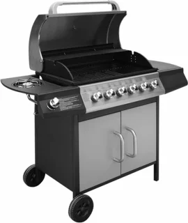 vidaXL Gasbarbecue 6+1 zones zwart zilver